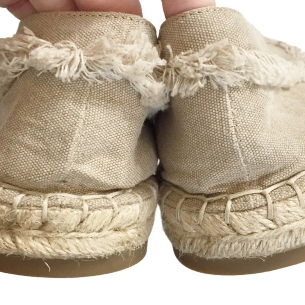 JOIE Vivienne Fringed Canvas Espadrilles Flats In Flax Size Eur 38.5 / US 8